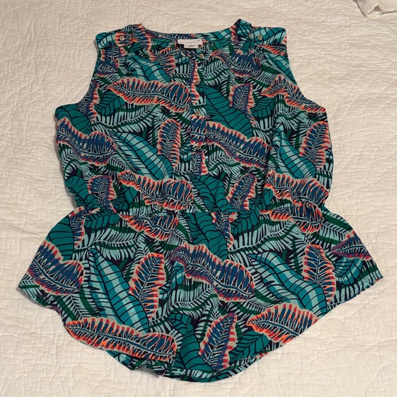 Liz Claiborne Vibrant Leaf Print Blouse - Picture 1 of 5